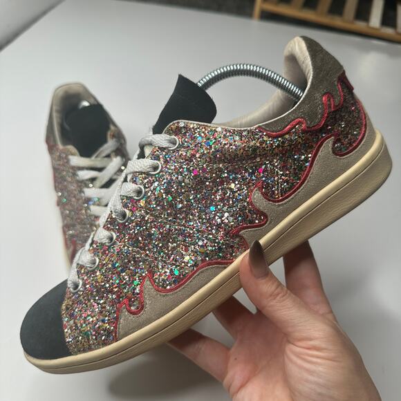 Isabelle Marant Etoile Glitter Flame Leather Sneakers - Picture 1 of 6